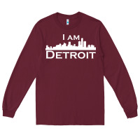Burgundy I Am Detroit Long Sleeve Tee - linhVisuals
