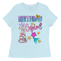 Baby Blue birthday girl 6 Ladies Tee - BundleAndBundleShop