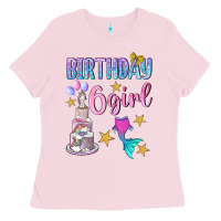 Bubblegum Pink birthday girl 6 Ladies Tee - BundleAndBundleShop