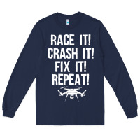 Navy funny drone racing design men women drone pilot rc racers Long Sleeve Tee - linhVisuals