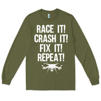 Army Green funny drone racing design men women drone pilot rc racers Long Sleeve Tee - linhVisuals