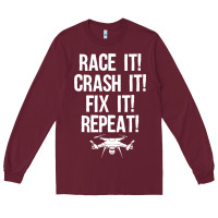 Burgundy funny drone racing design men women drone pilot rc racers Long Sleeve Tee - linhVisuals