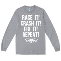 Heather Grey funny drone racing design men women drone pilot rc racers Long Sleeve Tee - linhVisuals