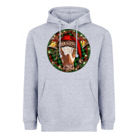 Heather Grey Longhorn Cow Christmas Heavyweight Hoodie - RanaPortraitStore