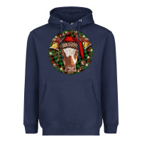 Navy Longhorn Cow Christmas Heavyweight Hoodie - RanaPortraitStore