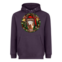Plum Longhorn Cow Christmas Heavyweight Hoodie - RanaPortraitStore