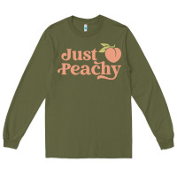 Army Green just peachy retro 70s georgia peaches summer fruit Long Sleeve Tee - linhVisuals