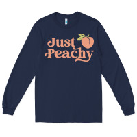 Navy just peachy retro 70s georgia peaches summer fruit Long Sleeve Tee - linhVisuals