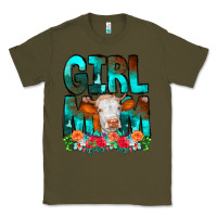 Army Green Girl Mom Cow Flowers Classic Tee - CowCowDesign