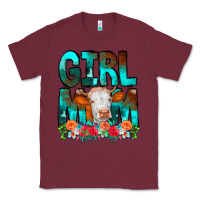 Burgundy Girl Mom Cow Flowers Classic Tee - CowCowDesign