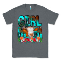 Charcoal Heather Girl Mom Cow Flowers Classic Tee - CowCowDesign
