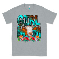 Heather Grey Girl Mom Cow Flowers Classic Tee - CowCowDesign