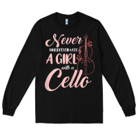 Black never underestimate a girl with a cello Long Sleeve Tee - linhVisuals