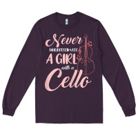 Plum never underestimate a girl with a cello Long Sleeve Tee - linhVisuals