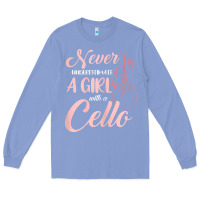 Colony Blue never underestimate a girl with a cello Long Sleeve Tee - linhVisuals
