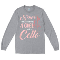 Heather Grey never underestimate a girl with a cello Long Sleeve Tee - linhVisuals