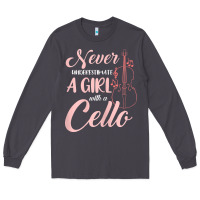 Smoke never underestimate a girl with a cello Long Sleeve Tee - linhVisuals