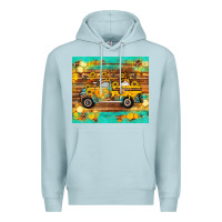 Blue Mist western bee gnomes truck honeycomb  leopard turquoise wooden serape Premium Hoodie - Artiststas