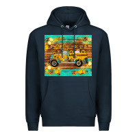 Navy western bee gnomes truck honeycomb  leopard turquoise wooden serape Premium Hoodie - Artiststas