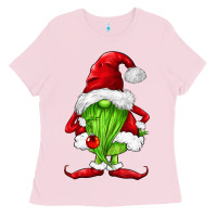 Bubblegum Pink green christmas gnomes Ladies Tee - FaDigitalArtStudio
