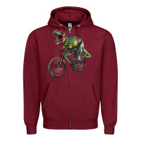 Burgundy t rex dinosaur riding dinosaur Zipper Hoodie - RanaPortraitStore