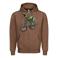 Chestnut t rex dinosaur riding dinosaur Zipper Hoodie - RanaPortraitStore