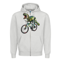 Dove Grey t rex dinosaur riding dinosaur Zipper Hoodie - RanaPortraitStore