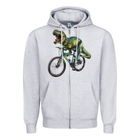 Heather Grey t rex dinosaur riding dinosaur Zipper Hoodie - RanaPortraitStore