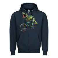 Navy t rex dinosaur riding dinosaur Zipper Hoodie - RanaPortraitStore