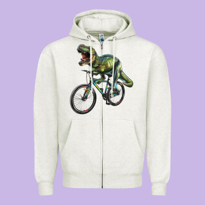 T Rex Dinosaur Riding Dinosaur Zipper Hoodie Designed By Ranaportraitstore