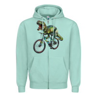 Seafoam t rex dinosaur riding dinosaur Zipper Hoodie - RanaPortraitStore