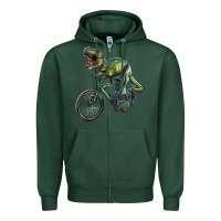 Sports Green t rex dinosaur riding dinosaur Zipper Hoodie - RanaPortraitStore