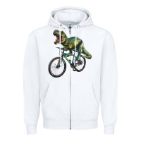 White t rex dinosaur riding dinosaur Zipper Hoodie - RanaPortraitStore