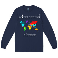 Navy world central kitchen Long Sleeve Tee - linhVisuals