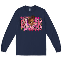 Navy Pretty Black Educated Long Sleeve Tee - CowhideDigitalArt