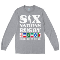 Heather Grey rugby 6 nations england france ireland italy scotland wales t shirt Long Sleeve Tee - linhVisuals
