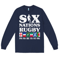 Navy rugby 6 nations england france ireland italy scotland wales t shirt Long Sleeve Tee - linhVisuals