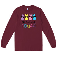 Burgundy easter egg hunting squad kindergarten squad girls boys kids Long Sleeve Tee - linhVisuals