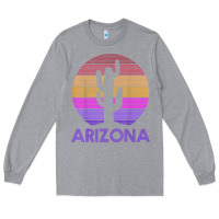 Heather Grey arizona   vintage retro cactus souvenir gift t shirt Long Sleeve Tee - linhVisuals