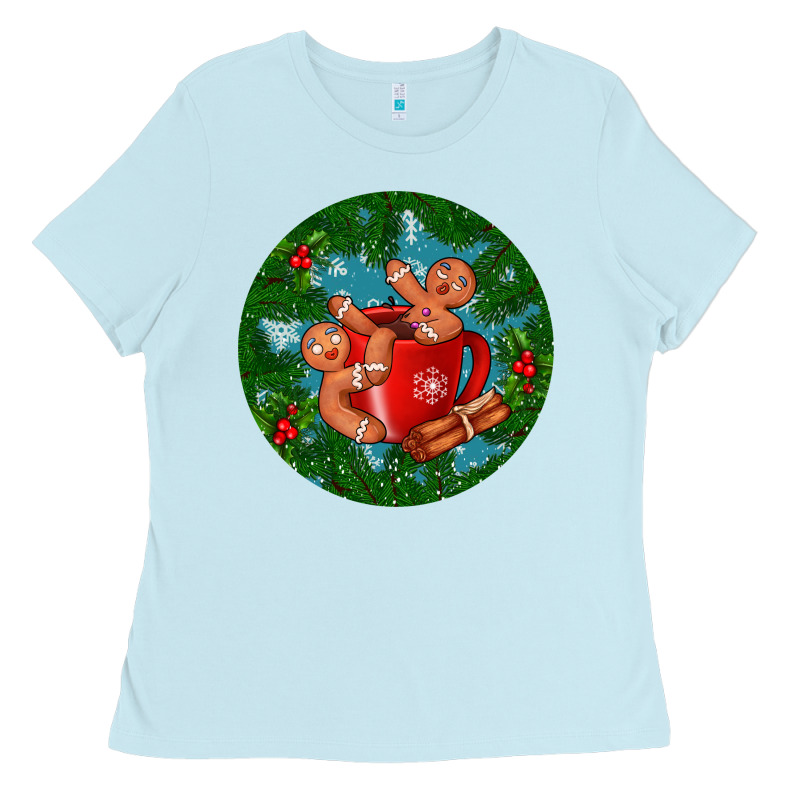 Gingerbread Men With Hot Chocolate Ladies Tee by BundleAndBundleShop | Teevron