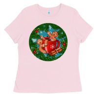 Bubblegum Pink gingerbread men with hot chocolate Ladies Tee - BundleAndBundleShop