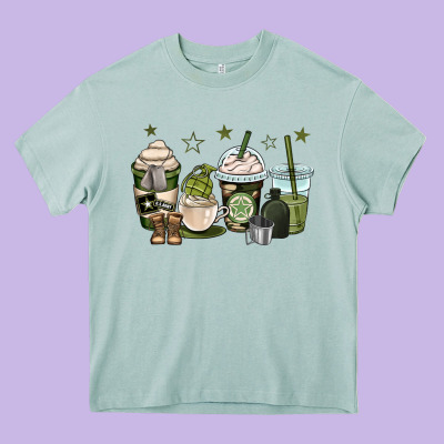 Us Army Coffee Cups Heavy Core Tee Designed By Oliviacreatesart