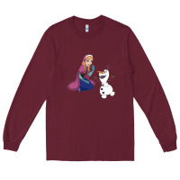Burgundy olaf and  elsa Long Sleeve Tee - linhVisuals