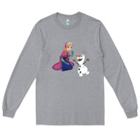 Heather Grey olaf and  elsa Long Sleeve Tee - linhVisuals