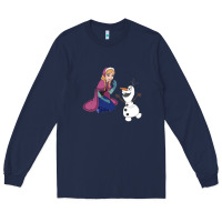 Navy olaf and  elsa Long Sleeve Tee - linhVisuals