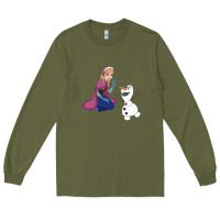 Army Green olaf and  elsa Long Sleeve Tee - linhVisuals