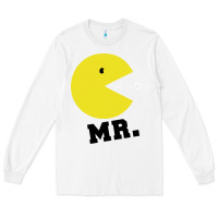 White Mr Pacman Long Sleeve Tee - linhVisuals