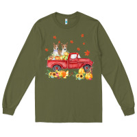 Army Green basenji pumpkin truck fall leaf thanksgiving halloween Long Sleeve Tee - linhVisuals