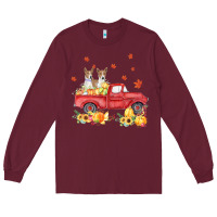 Burgundy basenji pumpkin truck fall leaf thanksgiving halloween Long Sleeve Tee - linhVisuals