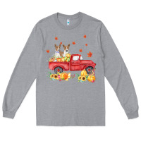 Heather Grey basenji pumpkin truck fall leaf thanksgiving halloween Long Sleeve Tee - linhVisuals